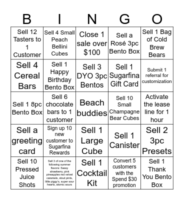 Beach Blanket Bingo (CANADA) Bingo Card