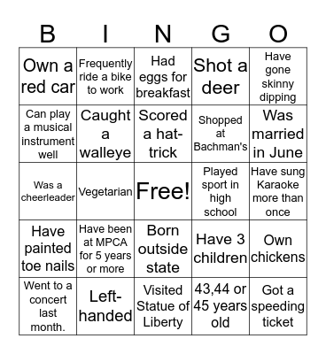 Leadership Academy Bingo Card