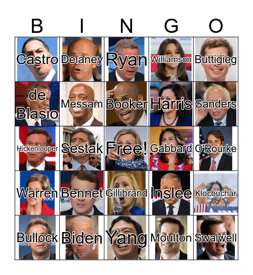 2020 Democratic Candidates Bingo Card