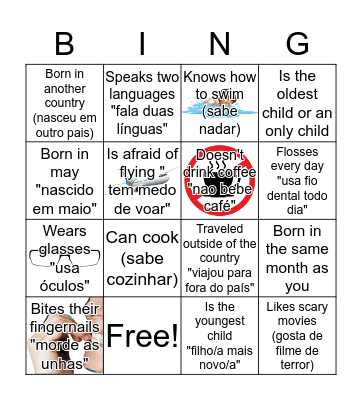 FIND WHOEVER  . . ACHA QUEM . .  Bingo Card