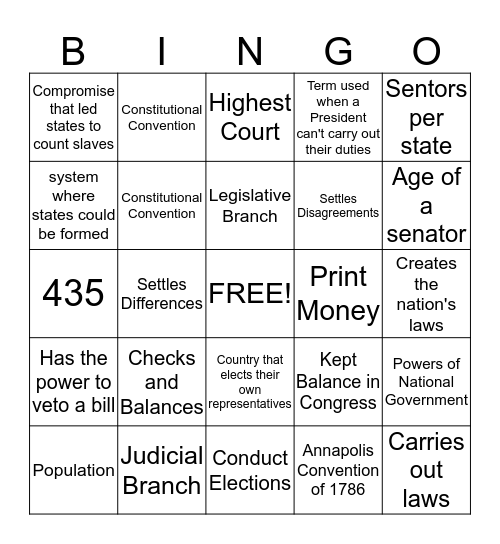 Chapter 9 Review Bingo Card