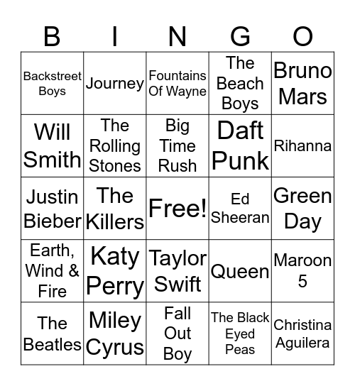 Musical Bingo! Bingo Card