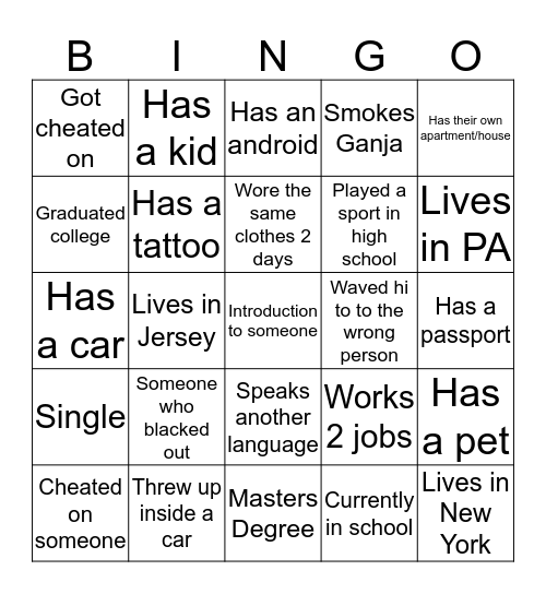 Ratchet Bingo Card