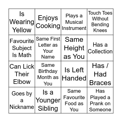 FIND SOMEONE WHO... Bingo Card