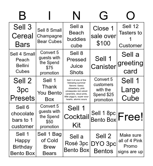 Beach Blanket Bingo (Nordstrom) Bingo Card