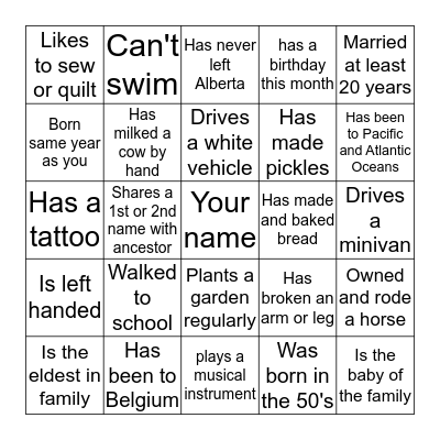 Find Someone who...and get their initials Bingo Card