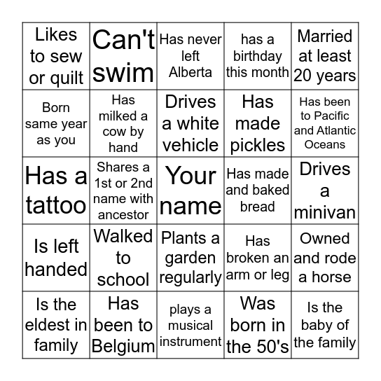 Find Someone who...and get their initials Bingo Card