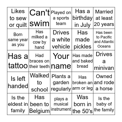 Find 25 different people who..and get their initials Bingo Card