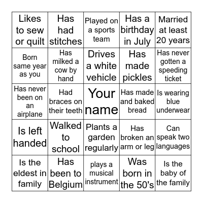 Find 25 different people who...and get their initials Bingo Card
