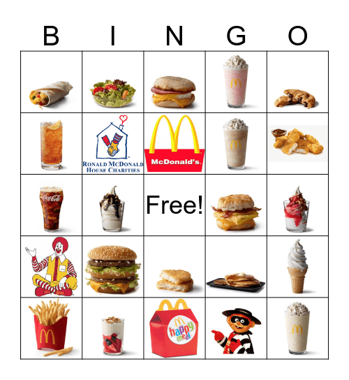 McDonald's Bingo Card