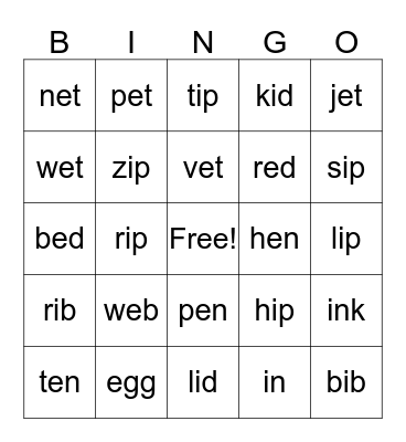 PHONICS 2 UNIT 3-4 Bingo Card