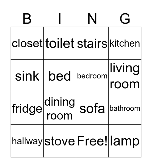 My House Bingo Card