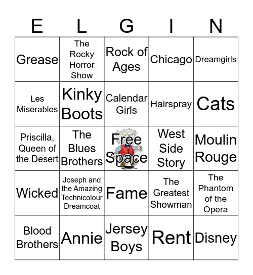 Musicals Bingo!  Bingo Card