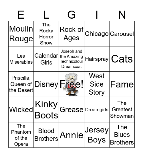 Musicals Bingo!  Bingo Card