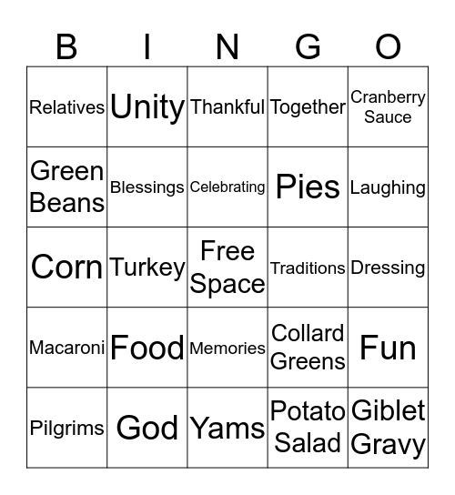 THANKSGIVING Bingo Card