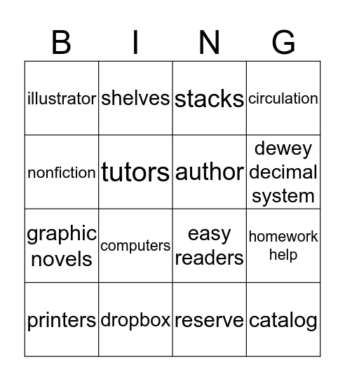 Library Bingo Card