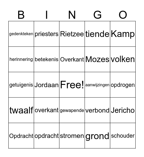 Bijbelstudie Jozua 4 Bingo Card