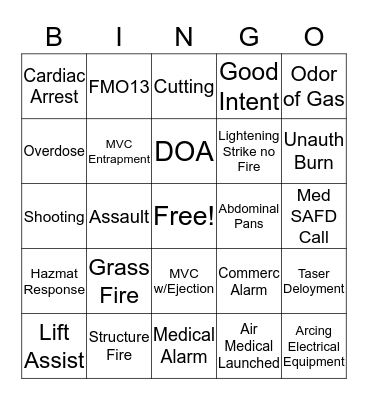 BCFA Bingo Card