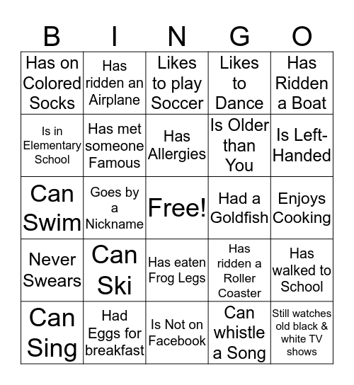 HUMAN BINGO Card