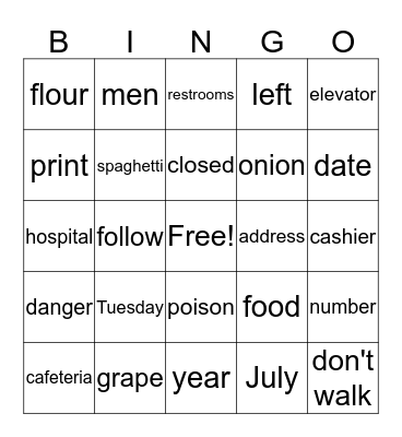 Coral's Words Bingo Card