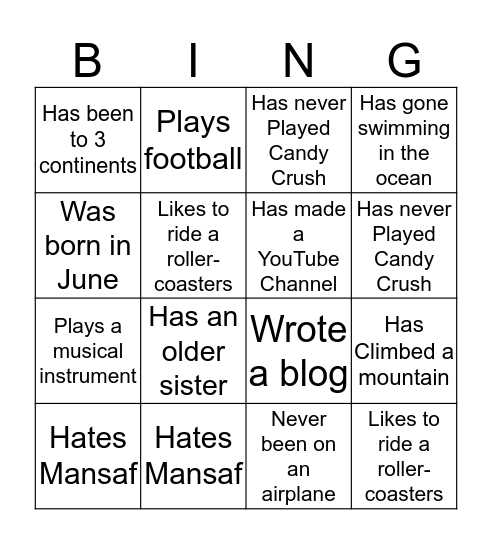 HL Bingo Card