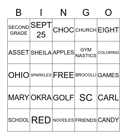 CARLA RENEE MERRIWEATHER Bingo Card