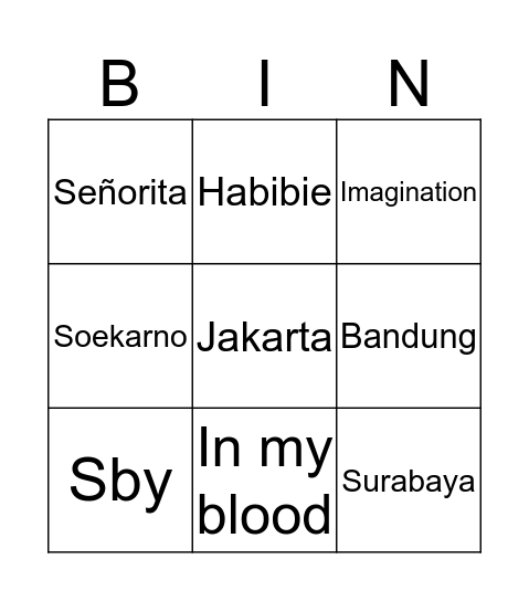 Bin go Bingo Card