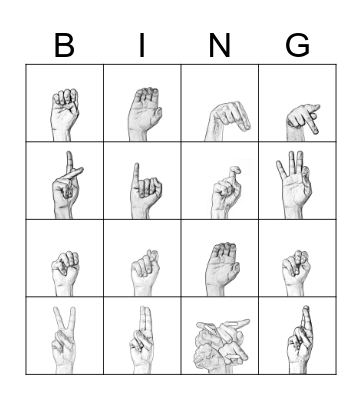American Sign Language Bingo Card