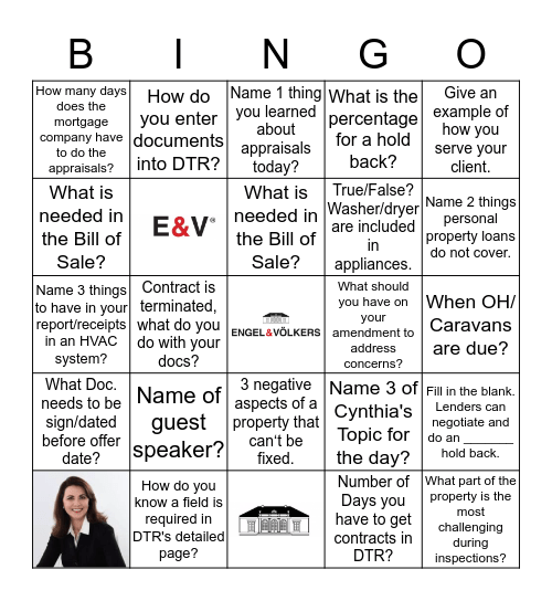 E&V Meeting: What Did You Learn? Bingo Card