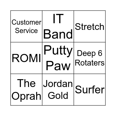 Stretch Zone Bingo Card
