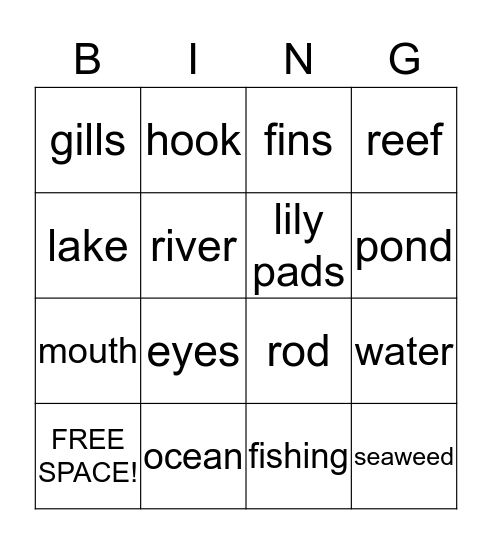 GO FISHING Bingo Card