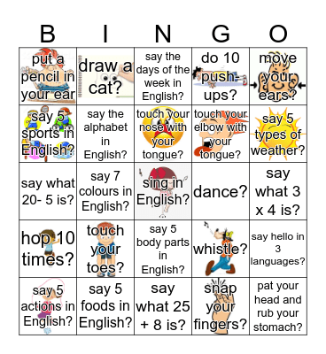 Can you...... Bingo Card