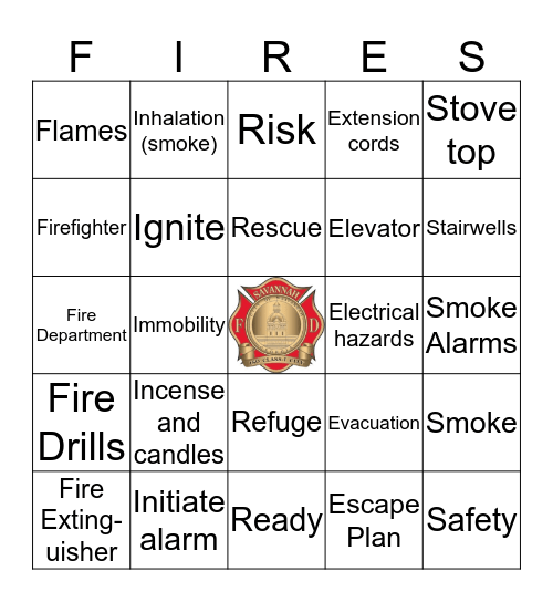 Savannah Fire Rescue Bingo Card