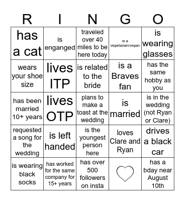 Find a Guest Who... Bingo Card