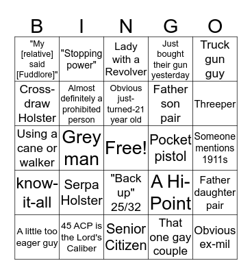 CCW Class Bingo Card