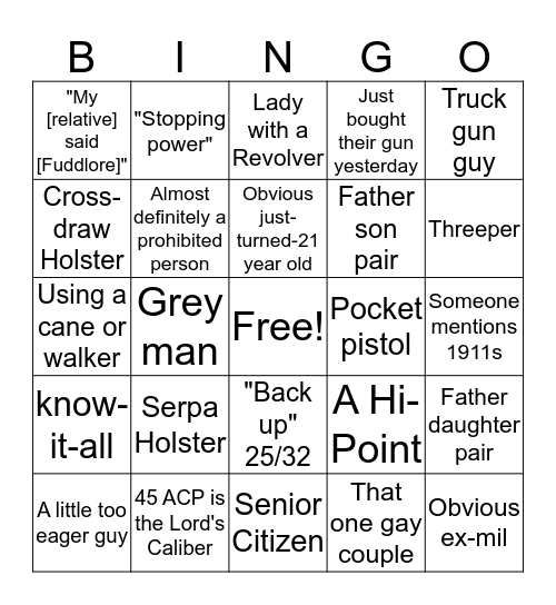 CCW Class Bingo Card