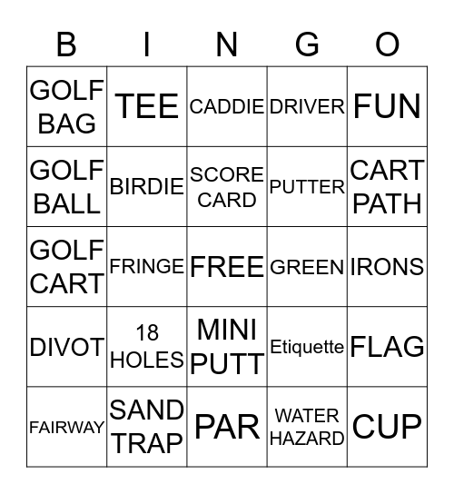 MINI PUTT PUTT Bingo Card