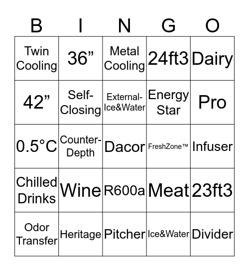 Heritage 36" Counter-Depth & 42" Side by Side Bingo Card