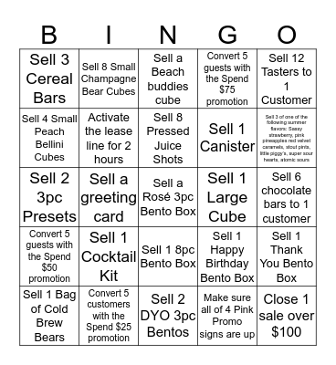 Beach Blanket Bingo (Nordstrom) Bingo Card