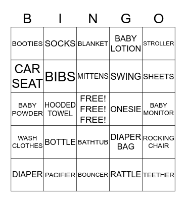 "BABY BEAN" BINGO Card
