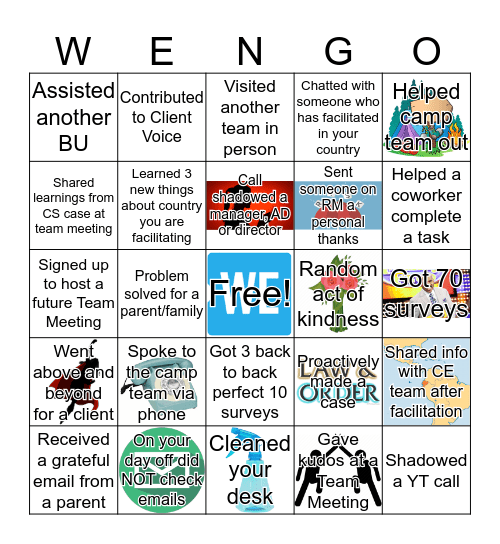 WE-NGO (Camp/Domestics) Bingo Card
