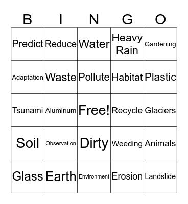 Vocabulary Review Bingo Card