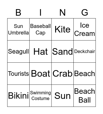 Beach Holidays Bingo Card