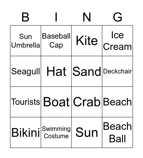 Beach Holidays Bingo Card