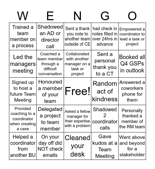 WE-NGO (Manager) Bingo Card