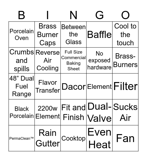 Heritage Cooking Bingo Card