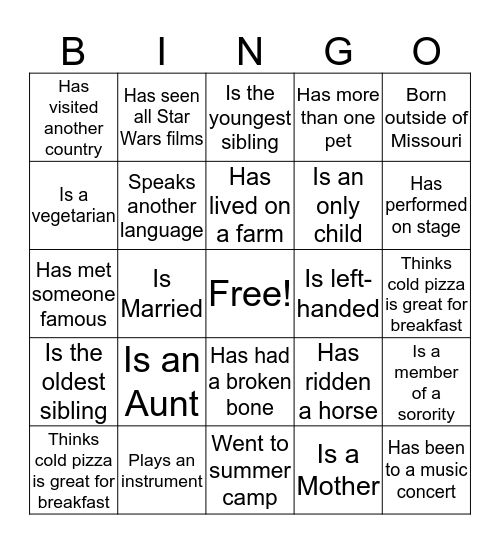 Diversity Bingo Card