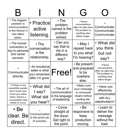 PMB BINGO Card