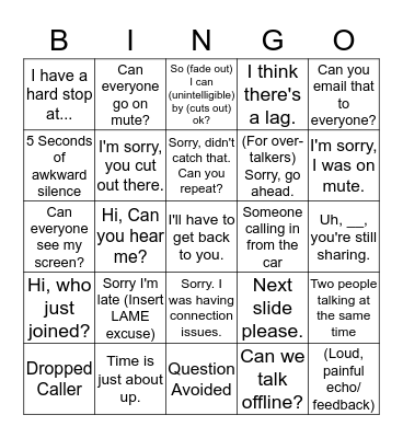 Conference Call BINGO Card