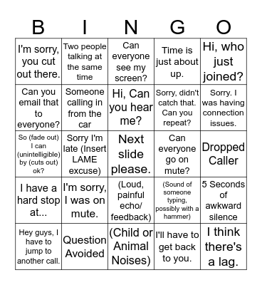 Conference Call BINGO Card